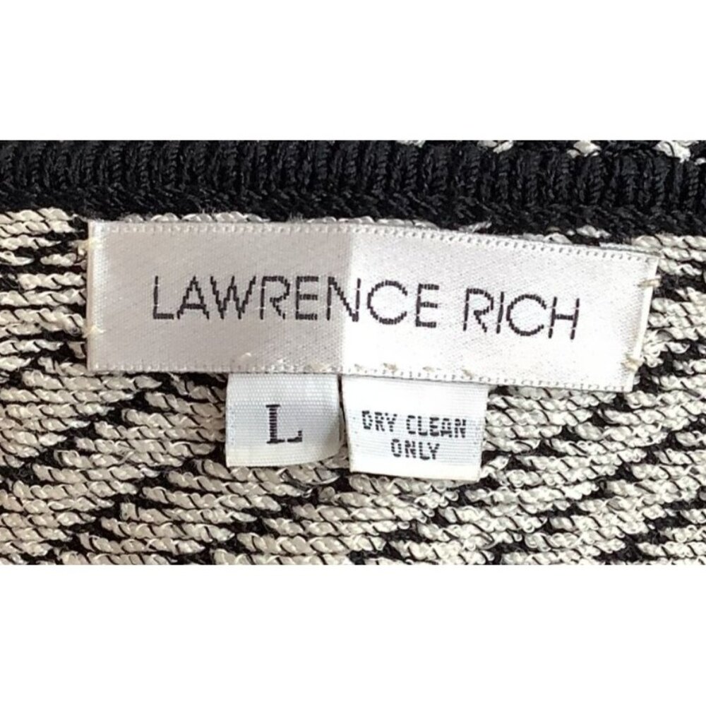 Vintage Lawrence Rich Womens Black & White Striped Sweater Size L Cozy Knit - Picture 6 of 6